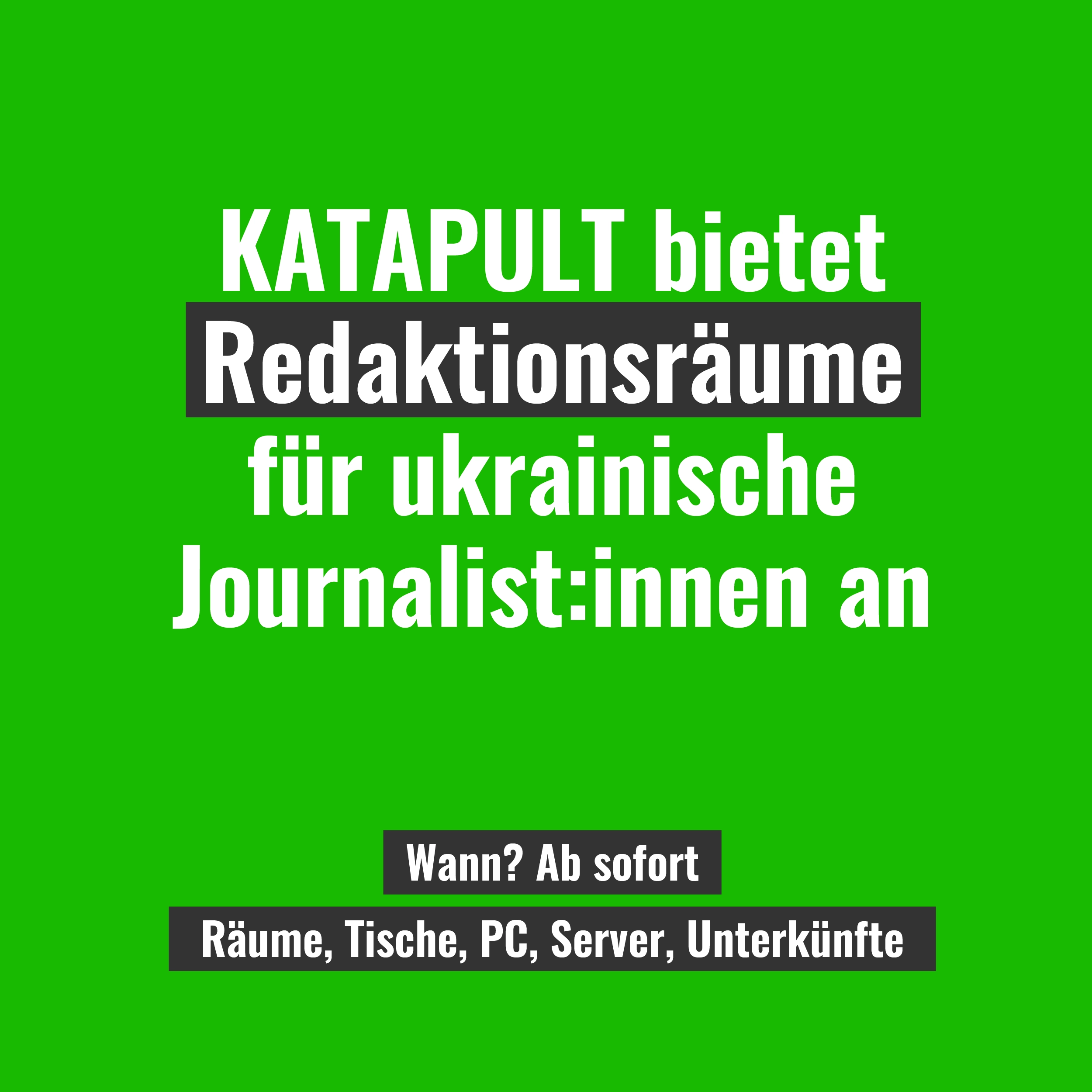 KATAPULT bietet Redaktionsräume für ukrainische Journalisten an