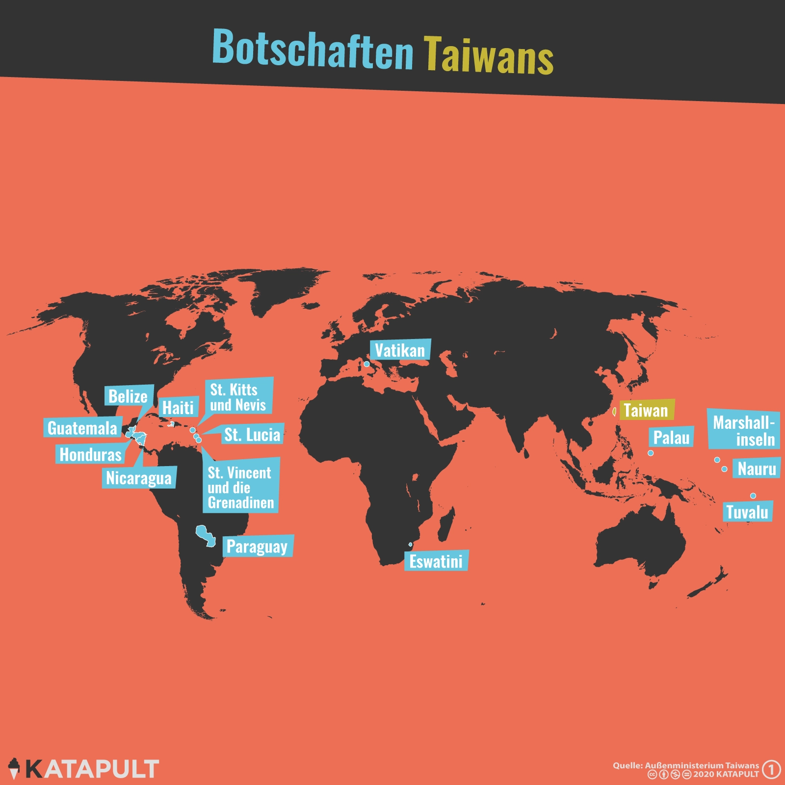 Wo gibt es eigentlich die wenigsten Botschaften?