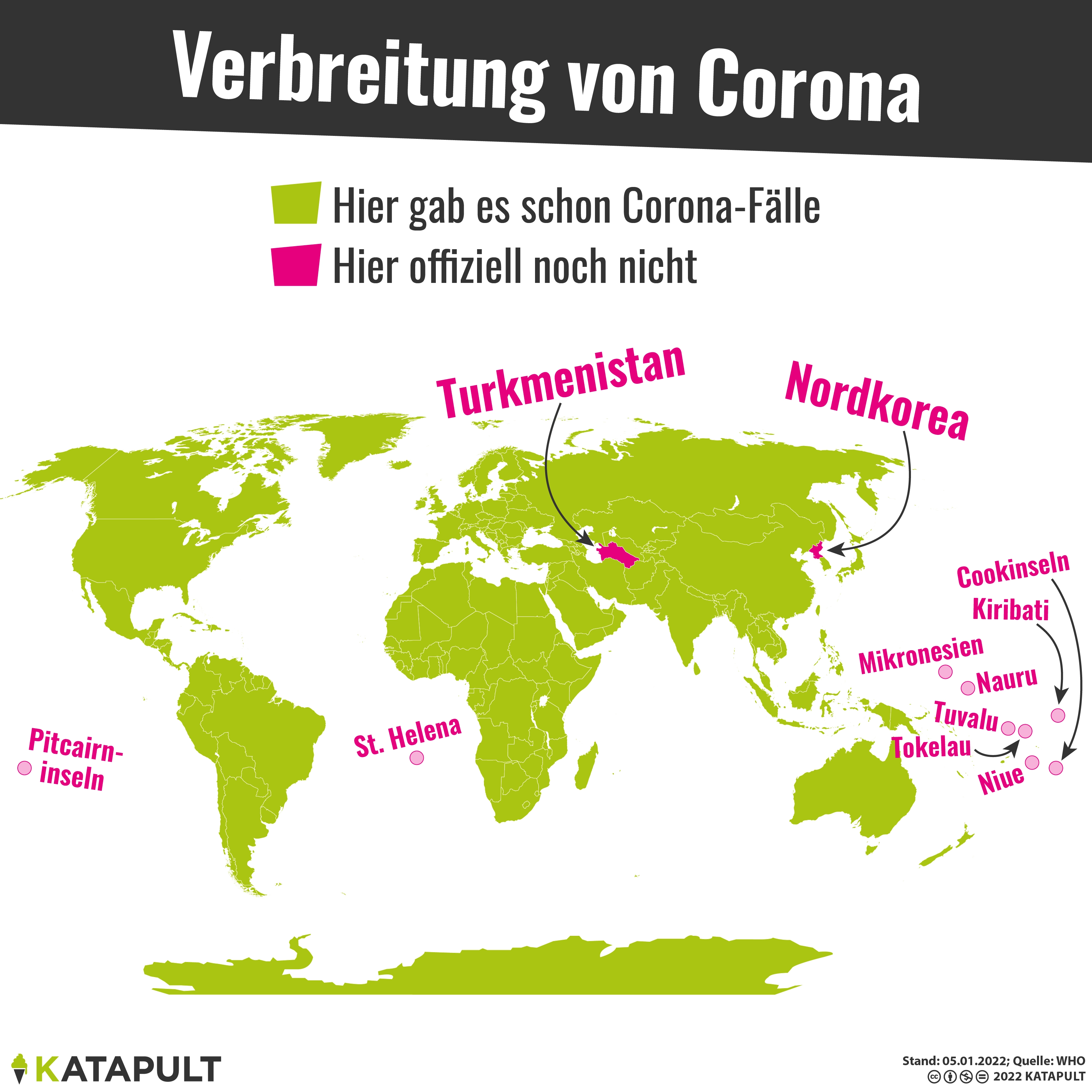 Antarktis, aber nicht Nordkorea