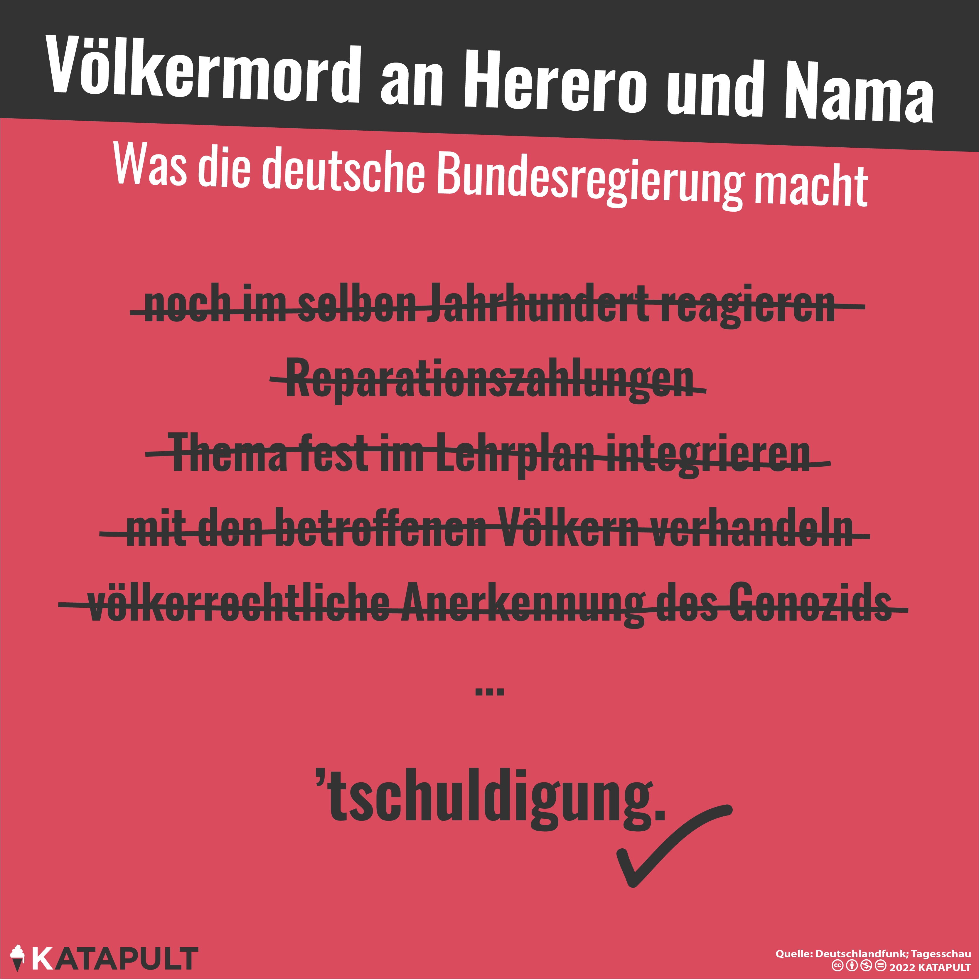 Entschuldigung, aber kein Reparationen