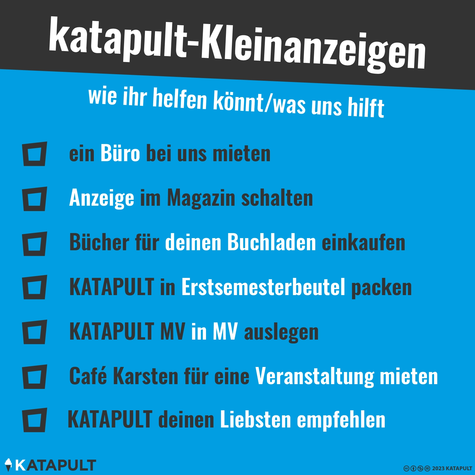 Fiene hat gefragt, wie man uns neben Abos und Buchkäufen noch helfen kann