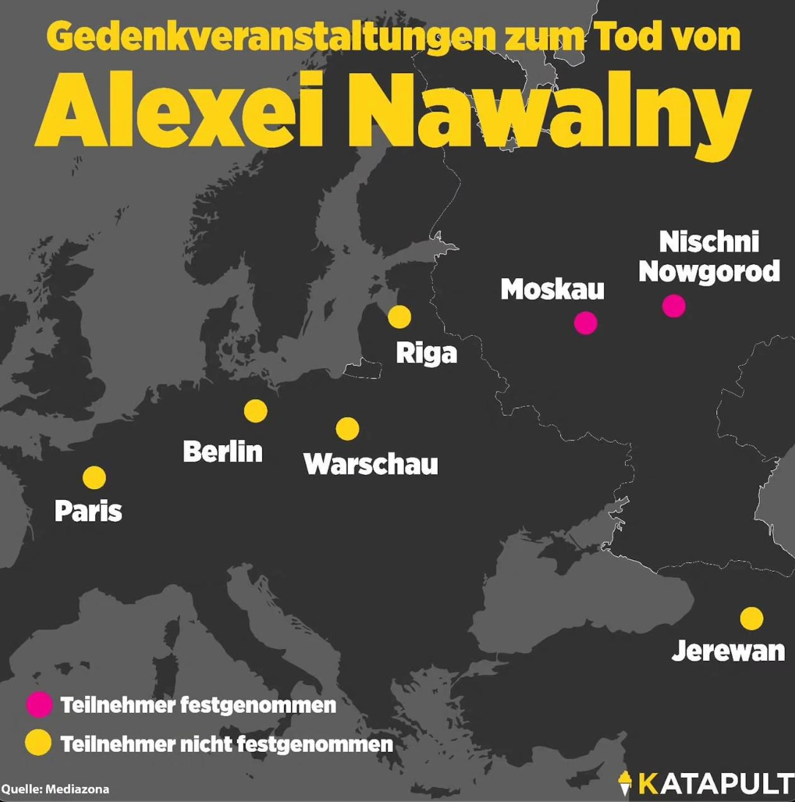 Gedenkveranstaltungen zum Tod von Alexei Nawalny