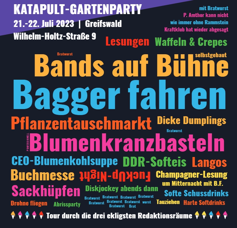 KATAPULT-Gartenparty am 21. und 22. Juli