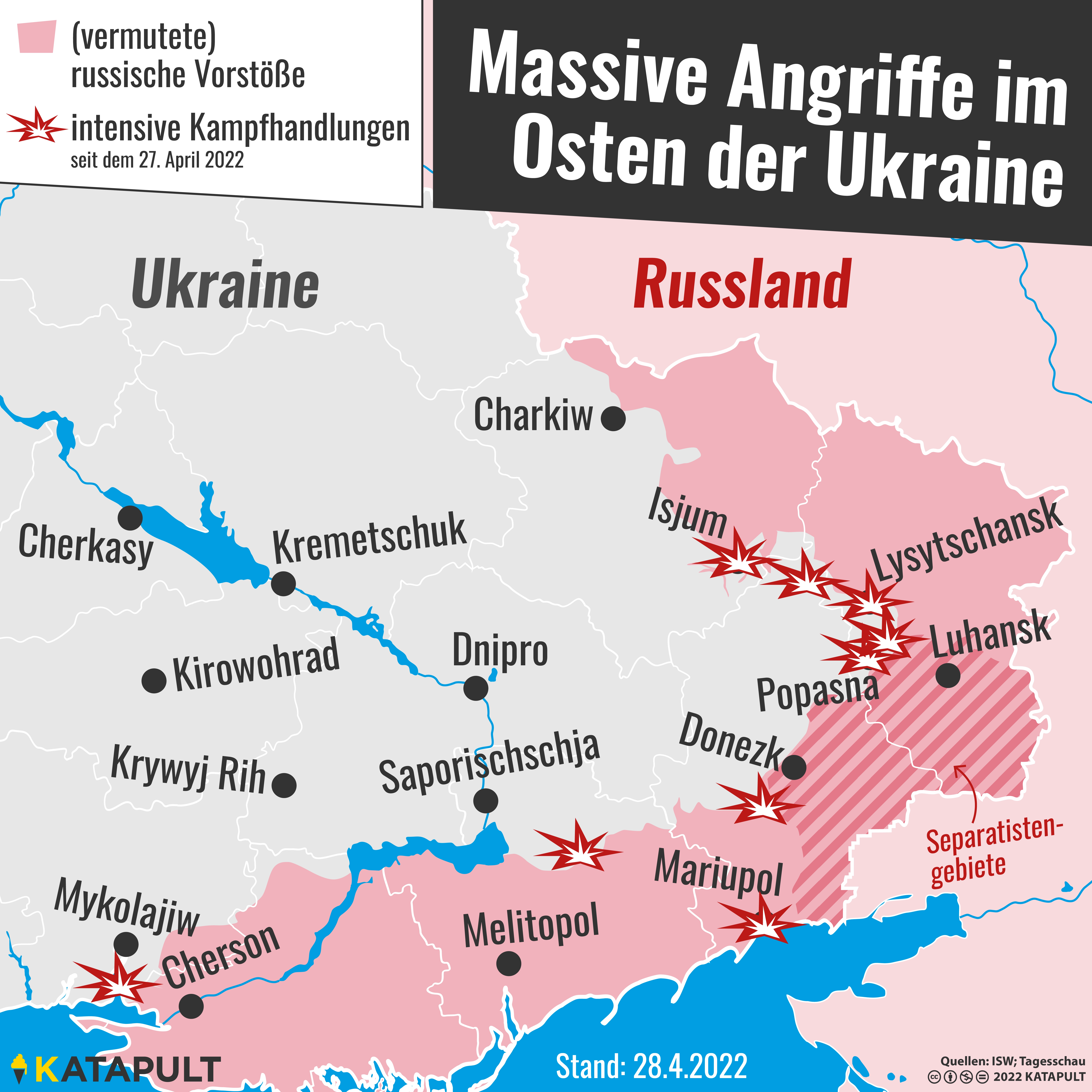 Russland greift vermehrt im Osten an