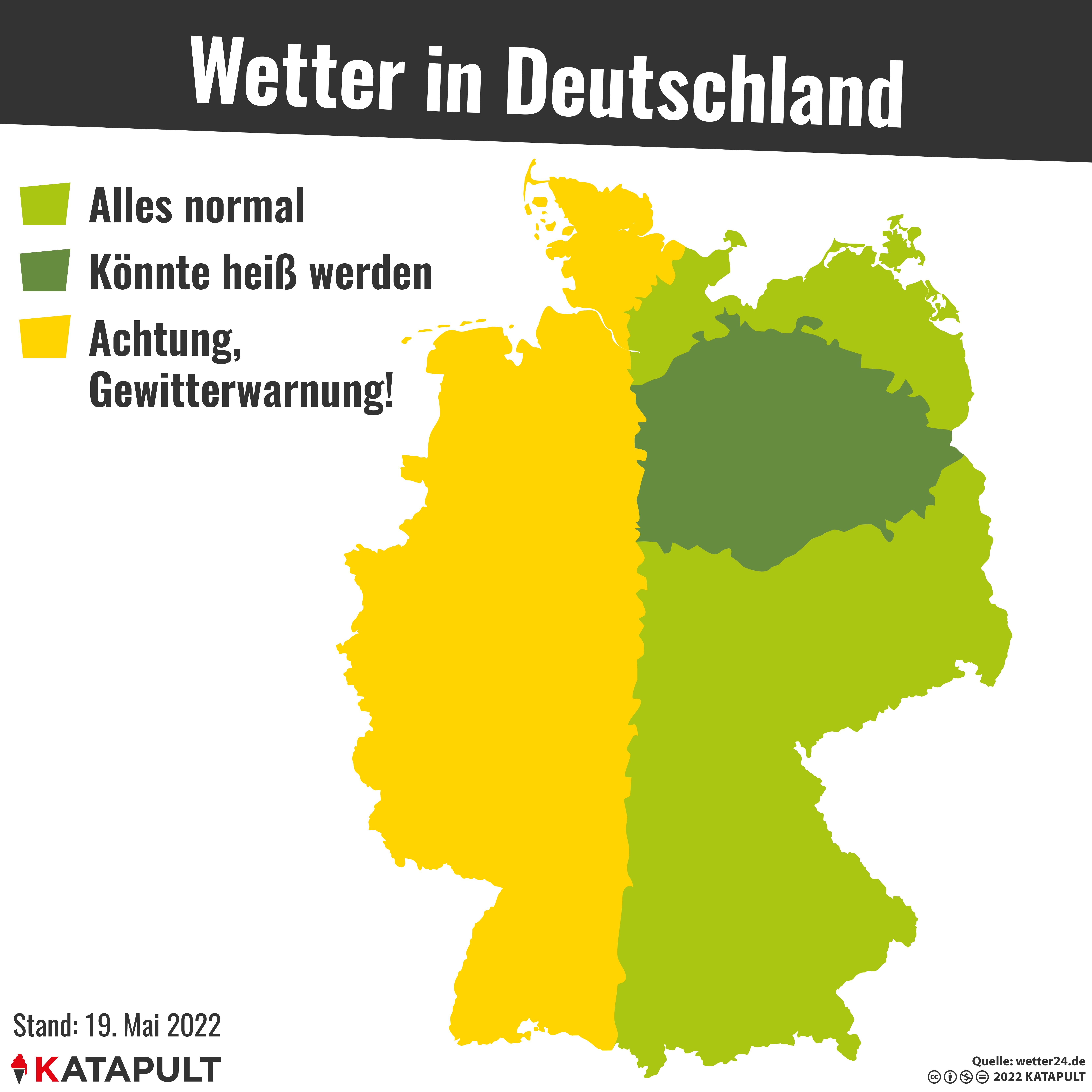 Schwere Gewitter - aber nur im Westen!