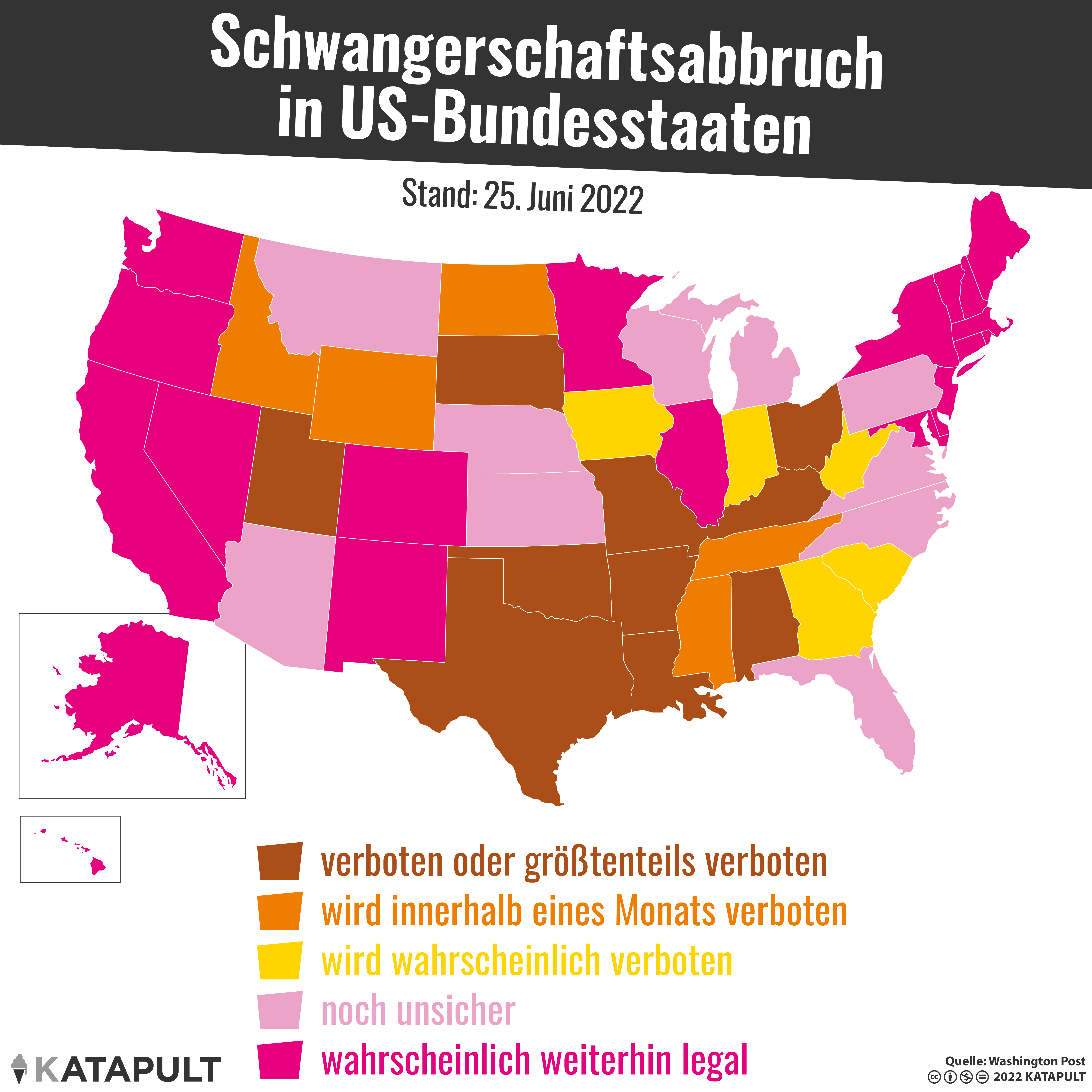Wo Abbrüche in den USA jetzt illegal sind